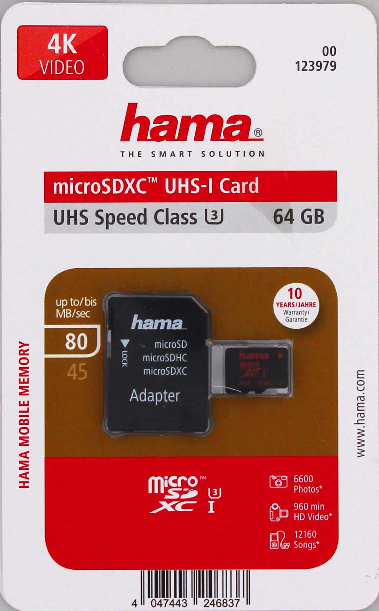 SD Card Memory Storage HAMA 64GB