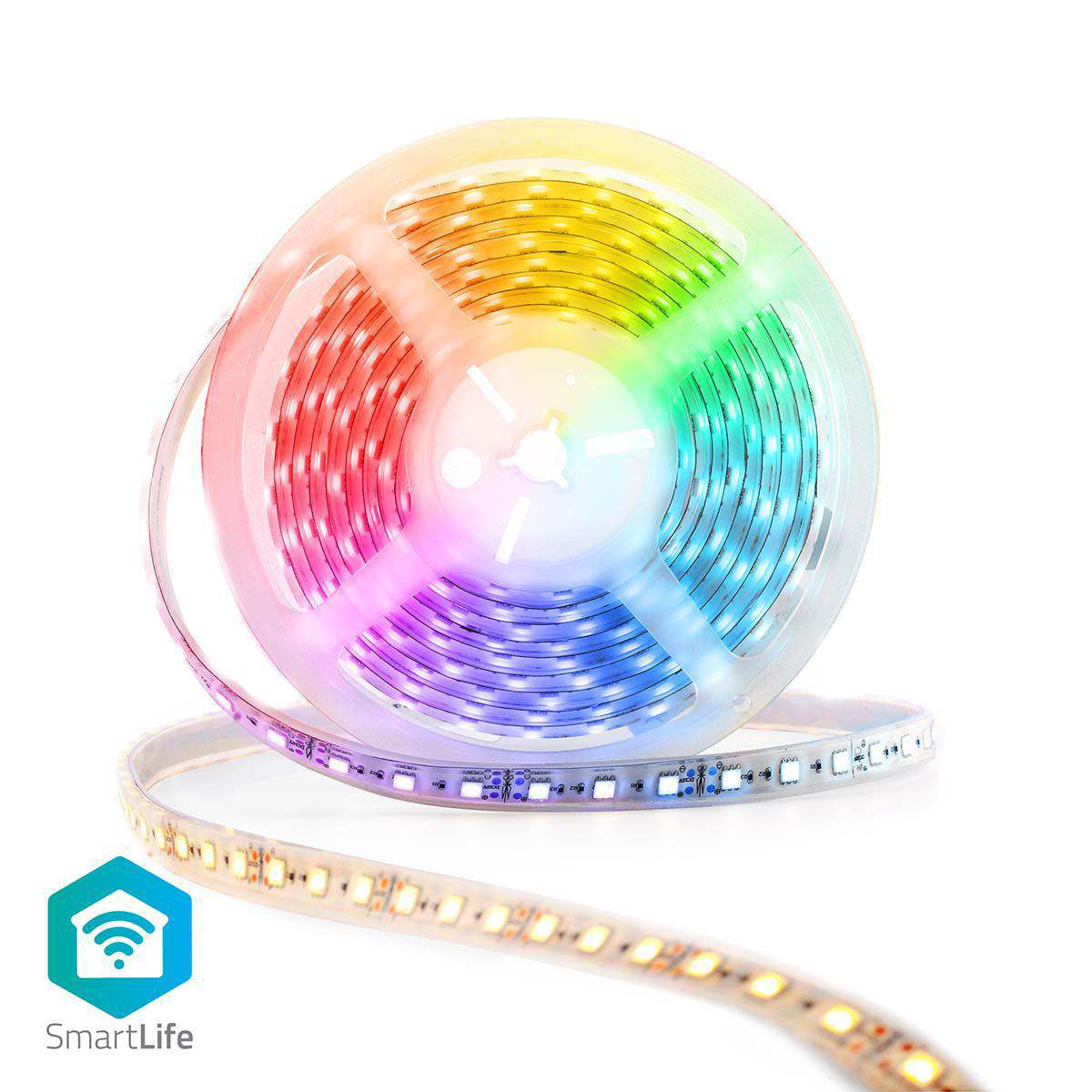 Intelligente WLAN-LED mit weißem, mehrfarbigem Streifen Nedis