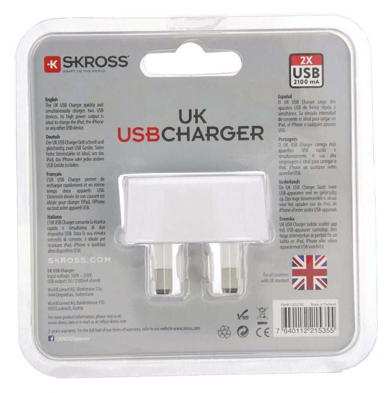 Travel Adapter UK USB Skross