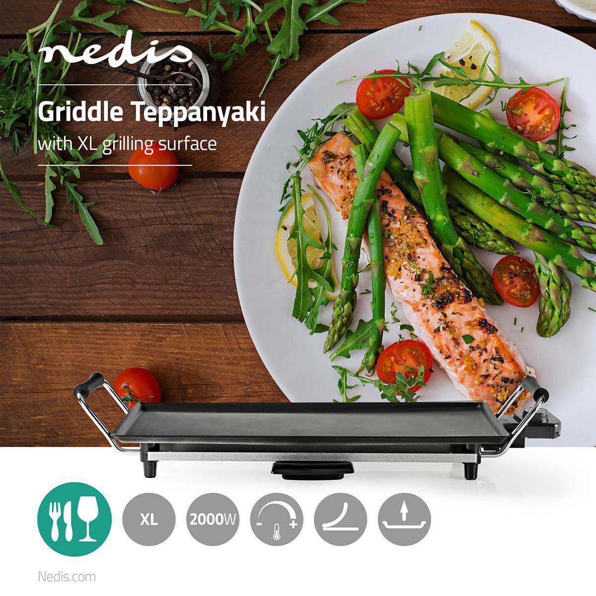 Griddle Grill Cooking Teppanyaki Nedis