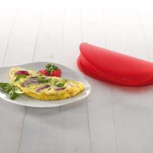 Veselīgas gatavošanas omlete olas Mikroviļņu krāsnī Lekue