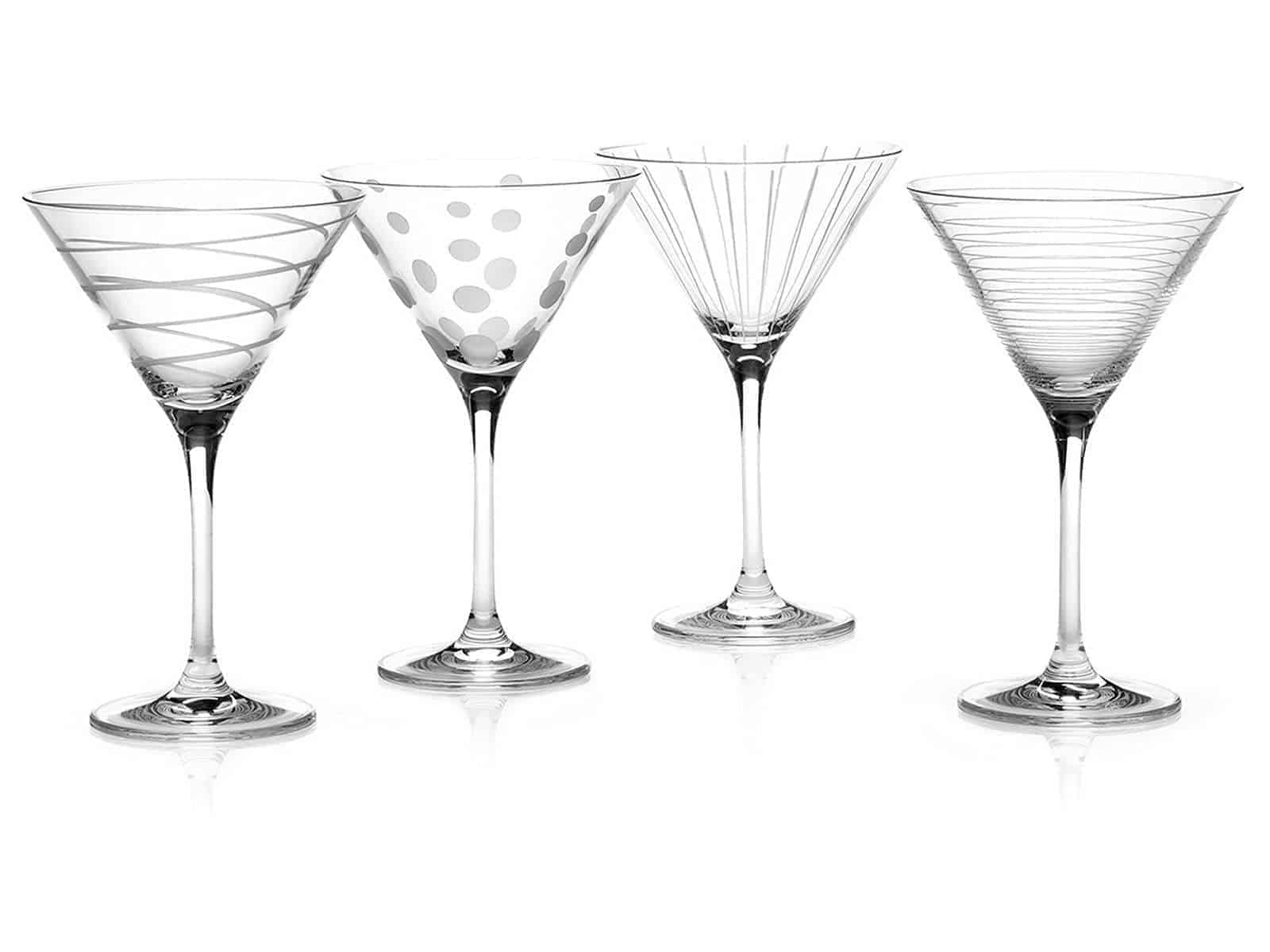 MIKASA CHEERS ETCHED MARTINI GLASSES - SET OF (4)