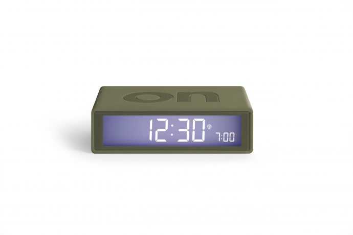 Alarm Clock Flip ON OFF Lexon Design Khaki Colour