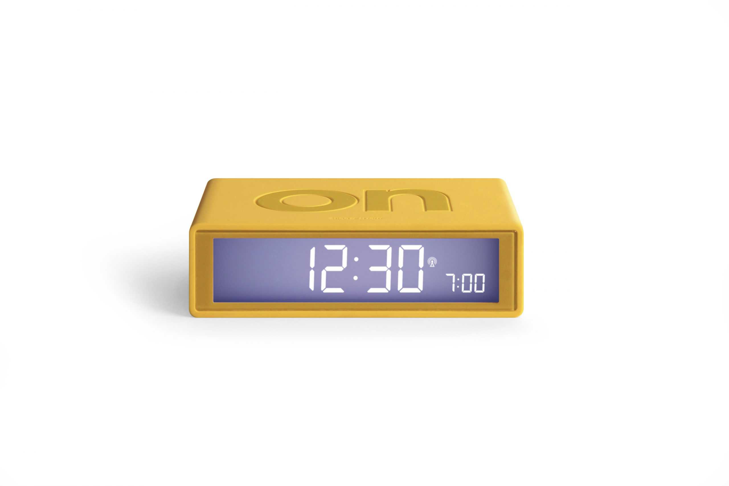 Alarm Clock Flip ON OFF Lexon Design Yellow Colour