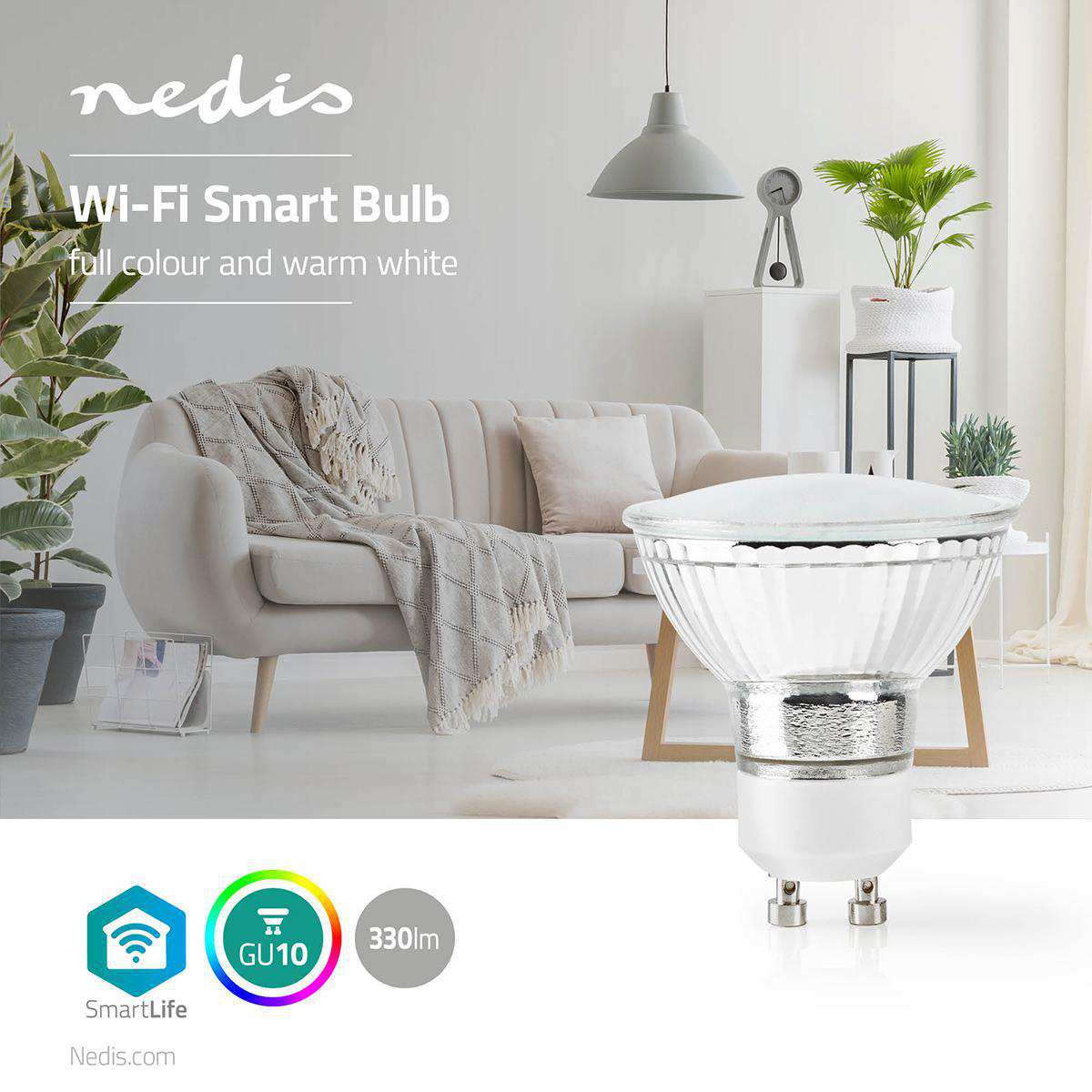 Smart LED Bulb Wifi GU10 330lm RGBW Colour Nedis