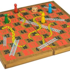 Snakes Ladders jogo de tabuleiro de madeira Professor Puzzle