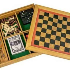 Six Wooden boardgame Set Professor Puzzle