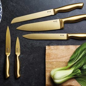 Набор кухонных ножей латунно-медного цвета с блоком MasterClass