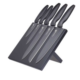 Conjunto de facas de cozinha preto Suporte MasterClass Agudo