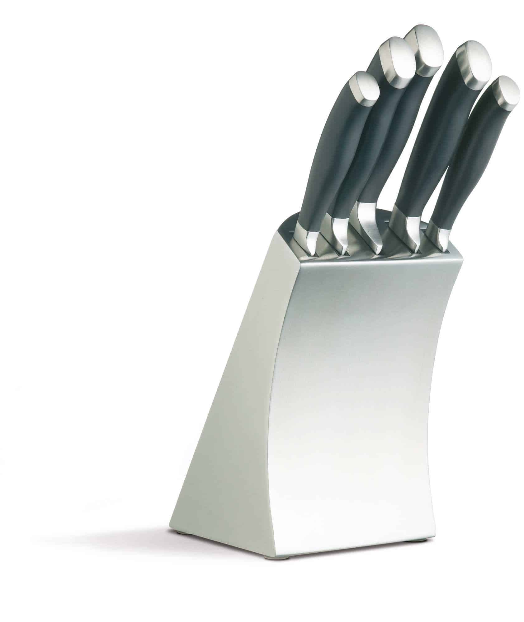 Kitchen Knife Set in Stainless Steel Block MasterClassTrojan