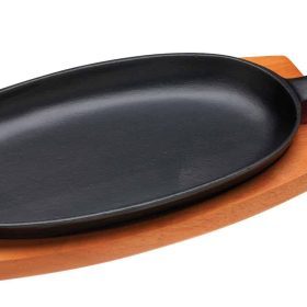 Iron Sizzle Platter Wooden Board KitchenCraft Oriental
