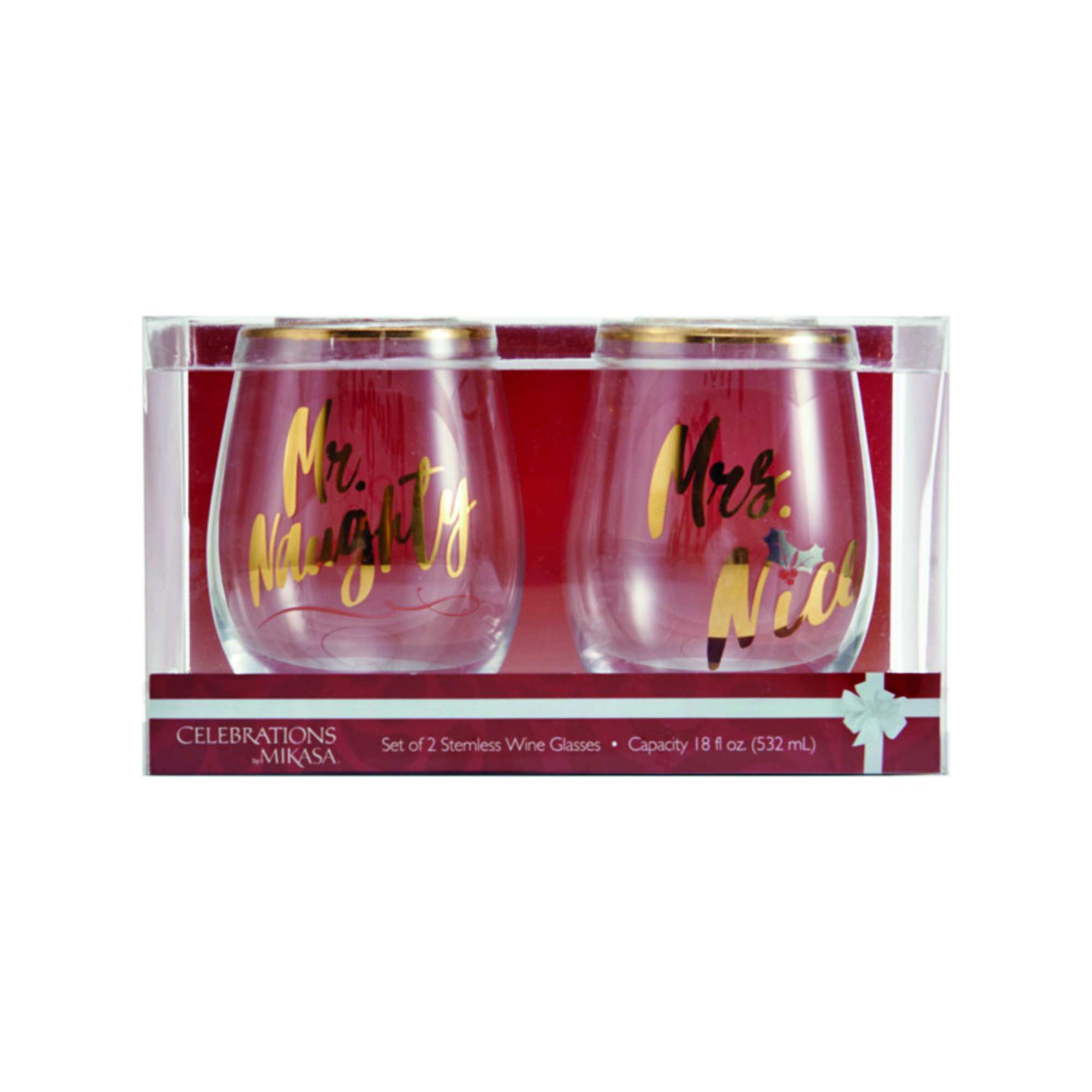 Stemless Wine Glass Funny Text Mikasa Cheers