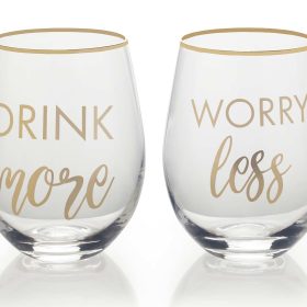 Stemless Wine Glass Funny Text Mikasa Cheers