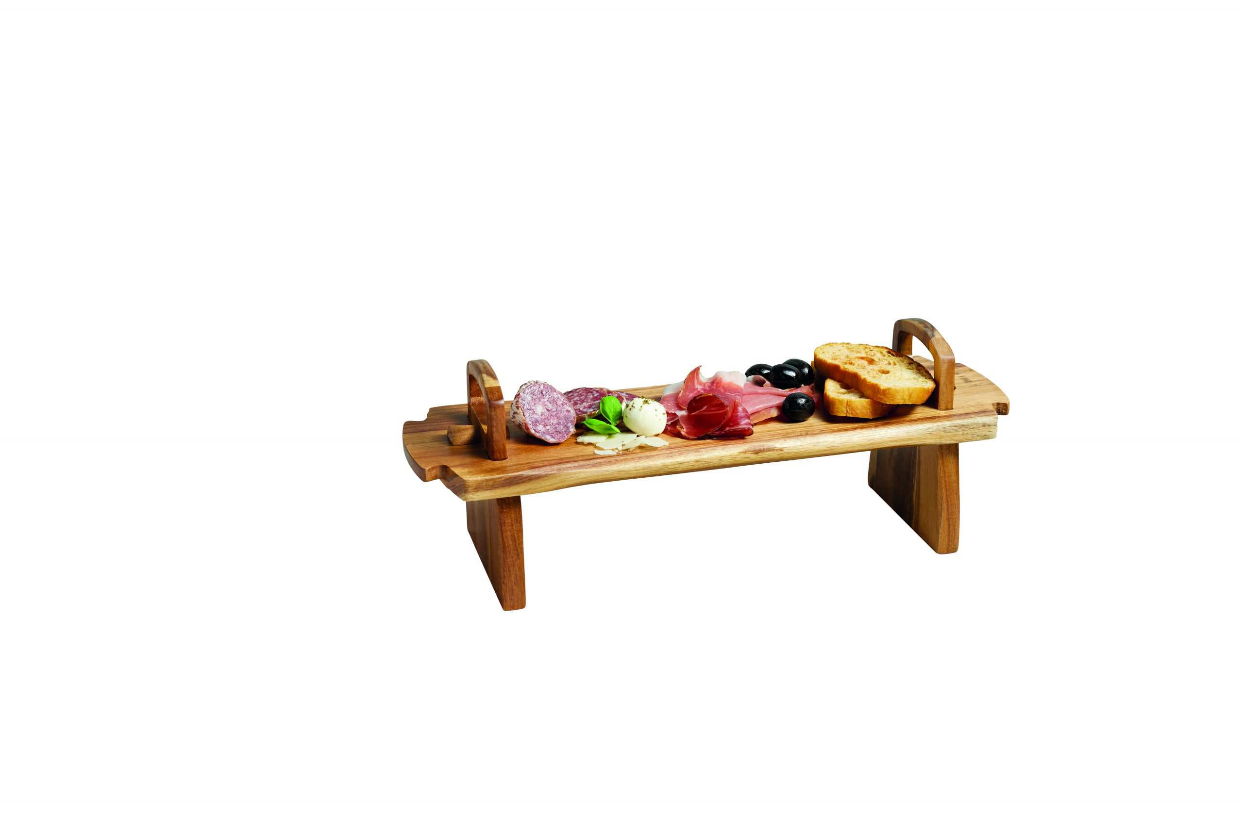 Entrees and Desserts 36 x 13 x 13 cm Tapas Acacia Wooden Raised Serving Platter for Antipasti 