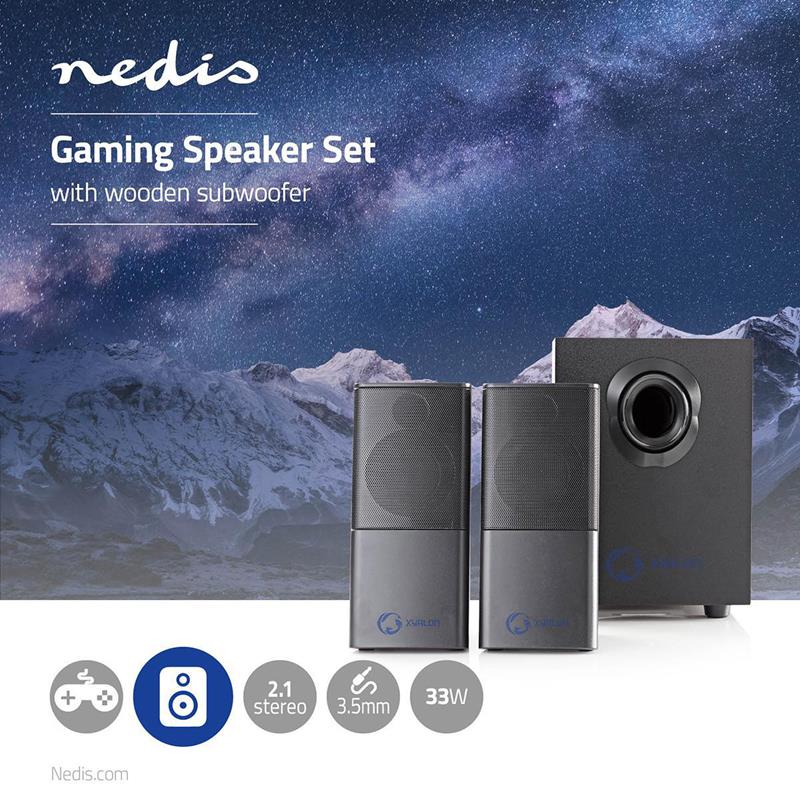 Nedis Gaming Speakers with Subwoofer – 30W – USB