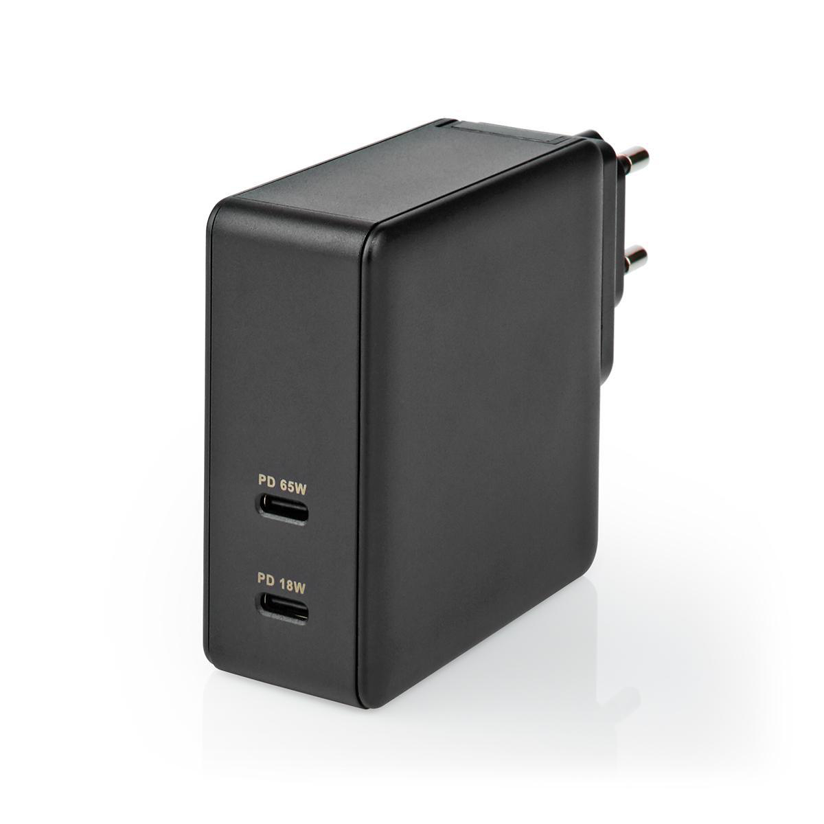 Nedis Wand-Schnellladegerät – 65 W – 2 x USB-C-Ausgang