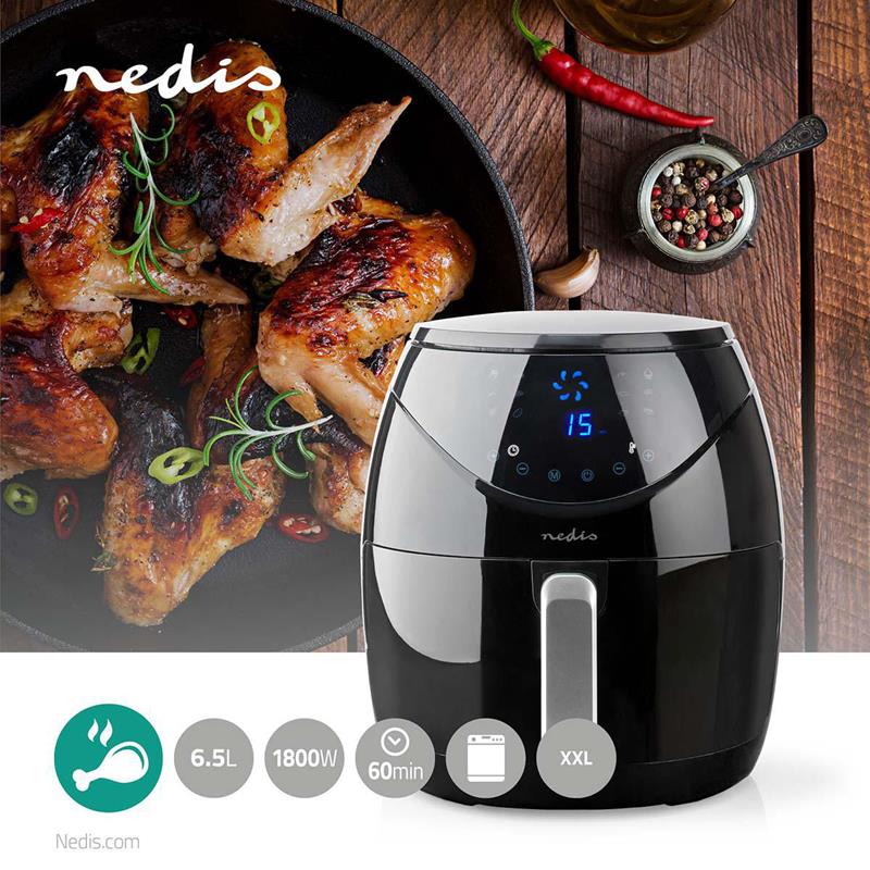 Nedis Hot Air Fryer 6.5L – Timer 60min DigitalNedis Hot Air Fryer 6.5L – Timer 60min Digital