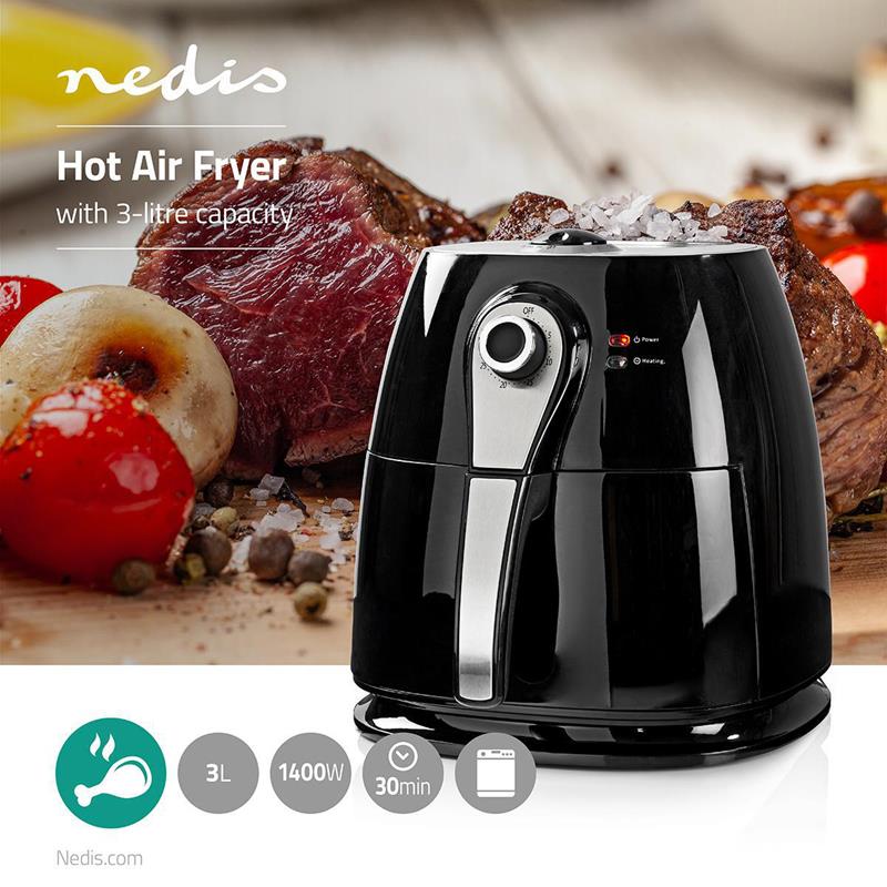 Nedis Hot Air Fryer 3.0L – Timer 30min