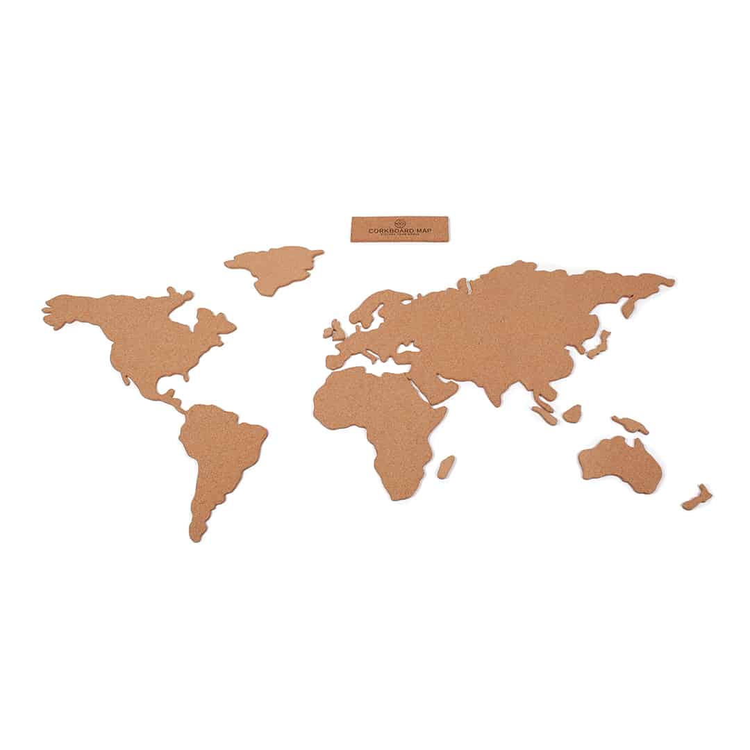 Parede do mapa mundial de Luckies Corkboard
