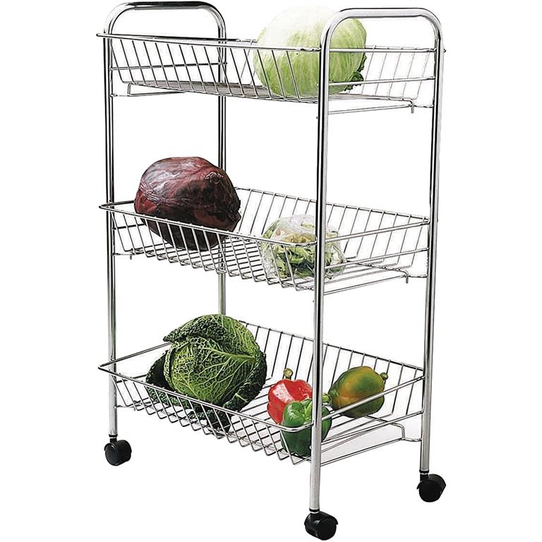 KitchenCraft Chrome Plated Three Tier Trolley