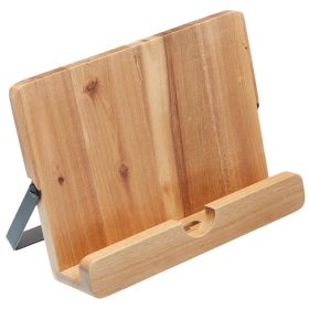 Livro de receitas de madeira de acácia de elementos naturais / suporte para tablet