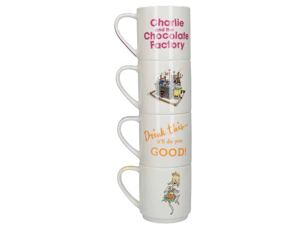 Roald Dahl Set 4 Stacking Mugs Charlie & Chocolate Factory