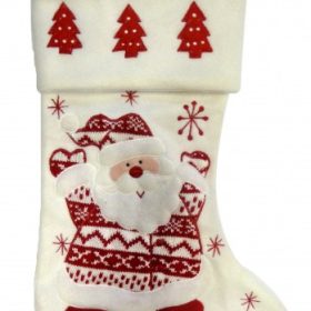 Calcetín Navideño Peha 46cm Fleece Rojo / Blanco Papá Noel