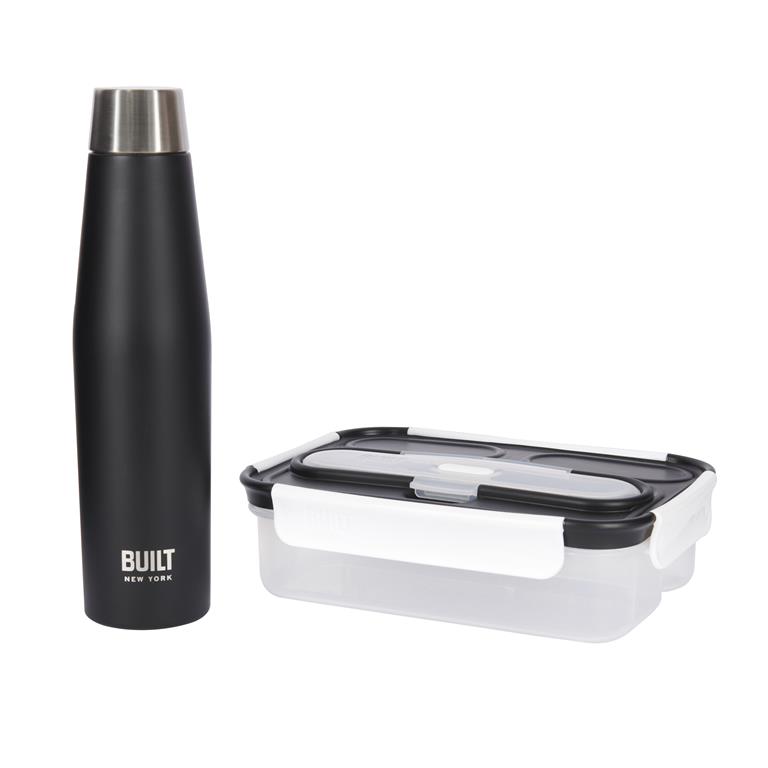 Built Apex Water Bottle & Bento Lunch Box Gift Set – Black