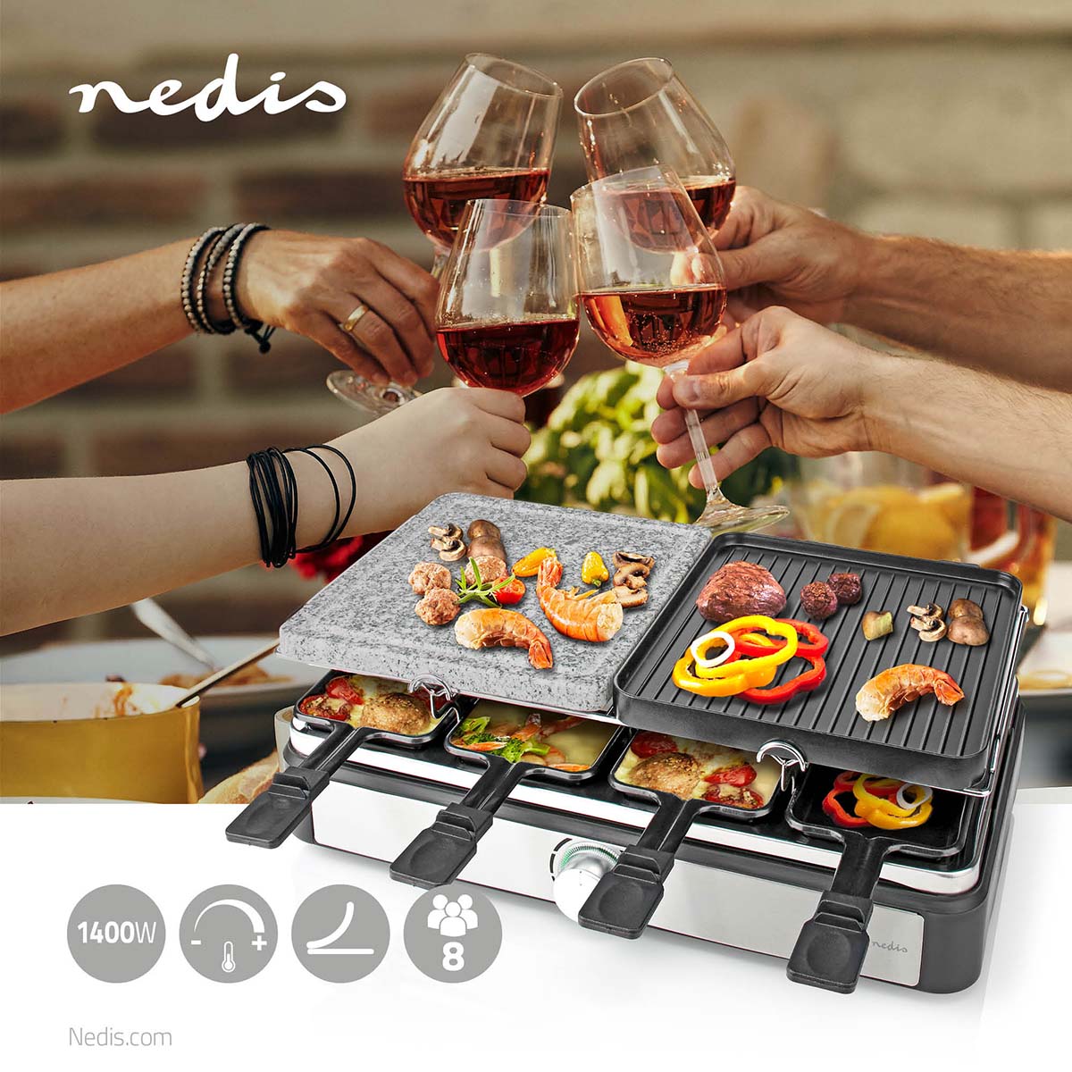 Nedis Gourmette Raclette Stone/Grill 8persons Rectangle