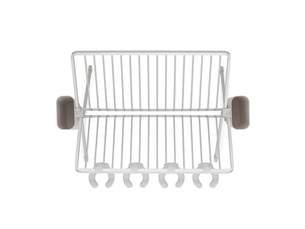 Brabantia Dish Drying Rack with Drip Tray, Removable Cutlery Basket, Light  Grey
