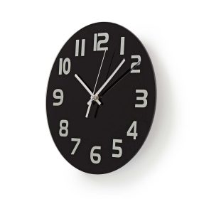 Настенные часы Nedis стеклянные 30см - черные