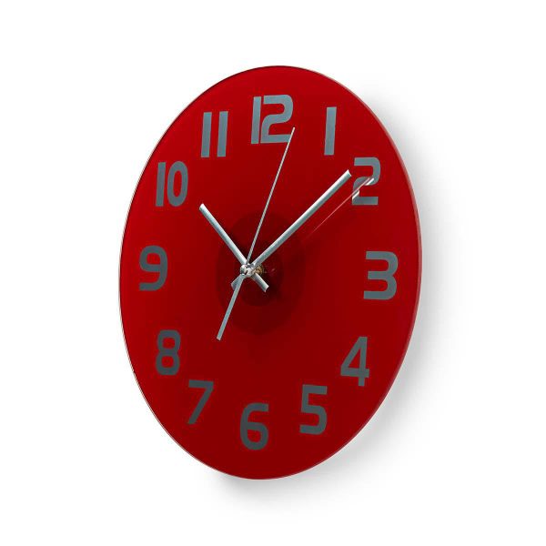 Zegar ścienny Nedis szklany 30 cm - czerwony