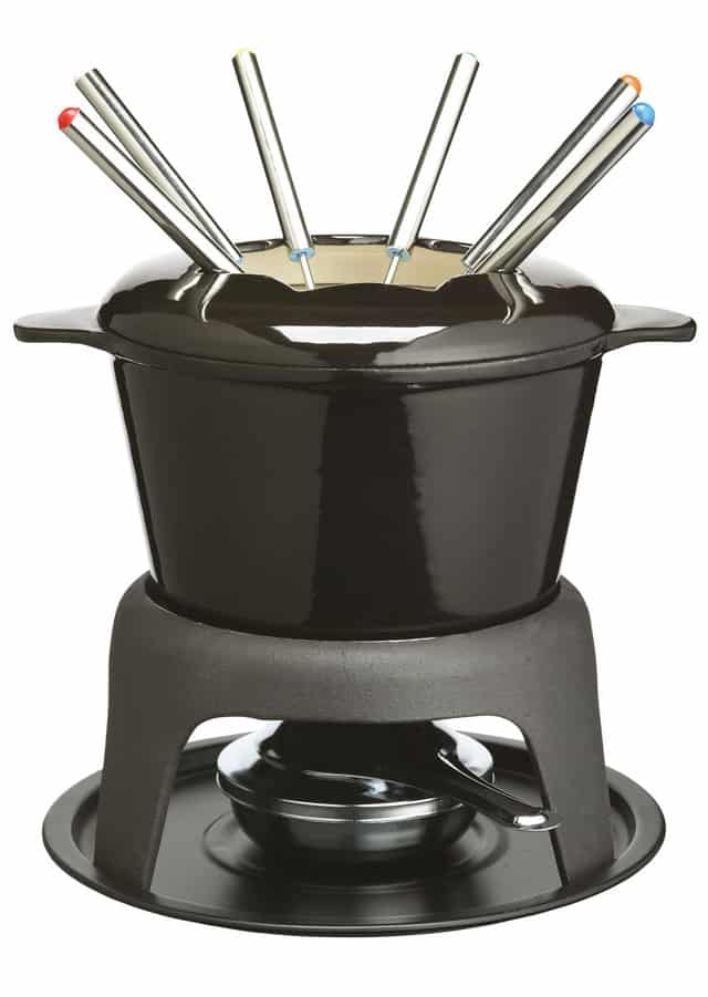 Żeliwny emaliowany zestaw do fondue MasterClass — czarny