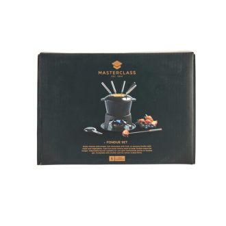 MasterClass Cast Iron Enamelled Fondue Set - Black
