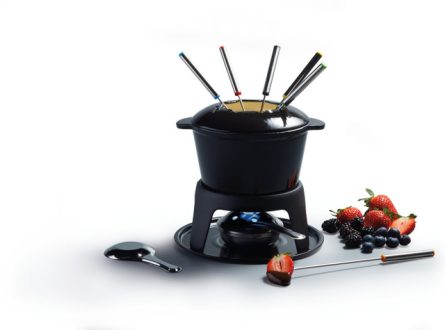 MasterClass Cast Iron Enamelled Fondue Set - Black