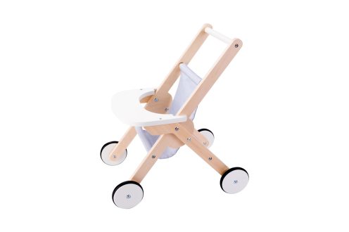 Angel Toys Doll Stroller Wooden - Gray / Blue