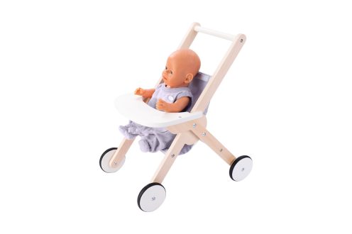 Angel Toys Doll Stroller Wooden - Gray / Blue