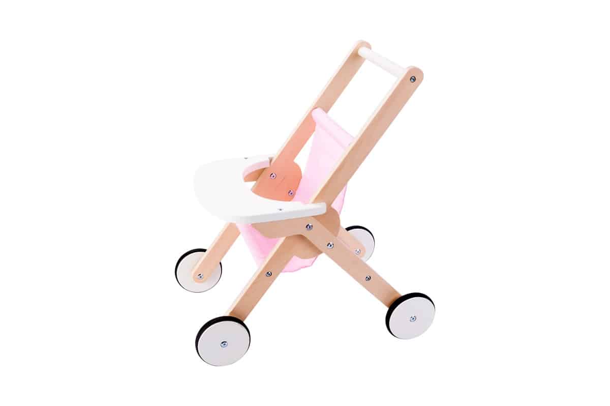 Коляска для кукол Angel Toys деревянная - розовая