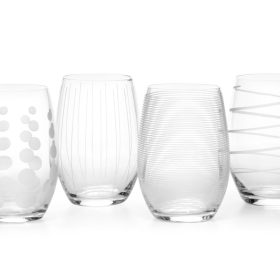 Mikasa Cheers Etched Crystal Stemless Wine Glasses - 4pcs.