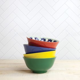 KitchenCraft Ceramic Cereal Bowl WOF Design - set 4 pcs