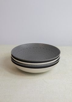 KitchenCraft Stoneware Pasta Bowl Embossed Grey - set 4 pcs