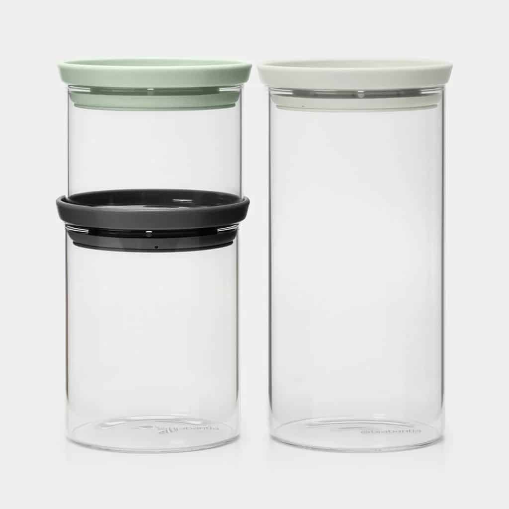 Brabantia Stackable Glass Jars Set (0,3 & 0,6 & 1,1L)