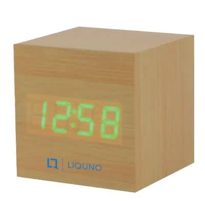 Liquno Nissi Green Line Bamboo Alarm Clock – Natural Wood
