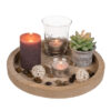 Out of the Blue Round Wooden Plate with 2 Tealight Holders