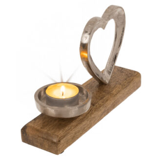 Out of the Blue Wooden Base with Metal Tealight Holder/Heart