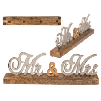 Out of the Blue Wooden Base with Metal Letters - Mr & Mrs