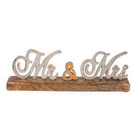 Out of the Blue houten voet met metalen letters - Mr & Mrs