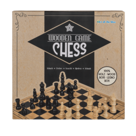 Uit het blauwe houten schaakspel