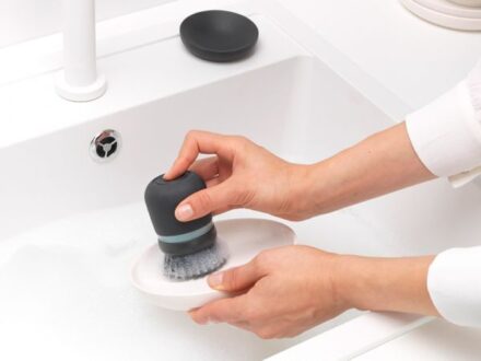 Brabantia Soap Dispensing Dish Brush - Dark Grey