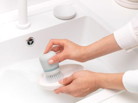 Brabantia Soap Dispensing Dish Brush - Light Grey
